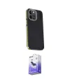 ieg™ iPhone 15 Pro Kılıf Kıvılcım Modern Özel Seri - Siyah Bilvis 5in1 5D Magic Hayalet Cam Ekran Koruyucu