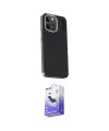 ieg™ iPhone 15 Pro Kılıf Kıvılcım Modern Özel Seri - Siyah Bilvis 5in1 5D Magic Hayalet Cam Ekran Koruyucu