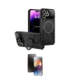 ieg™ iPhone 15 Pro Kılıf Kıvılcım Modern Serisi - Siyah 3D Antistatik Mat Seramik Nano Ekran Koruyucu