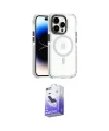ieg™ iPhone 15 Pro Kılıf Kozmos Doku Koleksiyonu - Siyah Bilvis 5in1 5D Magic Hayalet Cam Ekran Koruyucu