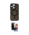 ieg™ iPhone 15 Pro Kılıf Kutup Serisi - Siyah 3D Antistatik Mat Seramik Nano Ekran Koruyucu