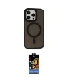 ieg™ iPhone 15 Pro Kılıf Kutup Serisi - Siyah Buffer Hayalet Cam Ekran Koruyucu