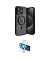 ieg™ iPhone 15 Pro Kılıf Nova Işık Özel Seri - Siyah 3D Antistatik Cam Ekran Koruyucu