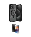 ieg™ iPhone 15 Pro Kılıf Nova Işık Özel Seri - Siyah 3D Antistatik Mat Seramik Nano Ekran Koruyucu