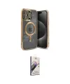 ieg™ iPhone 15 Pro Kılıf Nova Işık Özel Seri - Siyah Bilvis 3D Mat Cam Ekran Koruyucu