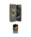 ieg™ iPhone 15 Pro Kılıf Nova Işık Özel Seri - Siyah Buffer Hayalet Cam Ekran Koruyucu