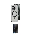 ieg™ iPhone 15 Pro Kılıf Odak Form Özel Seri - Siyah 3D Antistatik Hayalet Cam Ekran Koruyucu