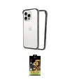 ieg™ iPhone 15 Pro Kılıf Pusula Asil Koleksiyonu - Siyah Buffer Cam Ekran Koruyucu