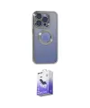 ieg™ iPhone 15 Pro Kılıf Pusula Form - Siyah Bilvis 5in1 5D Magic Hayalet Cam Ekran Koruyucu