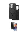 ieg™ iPhone 15 Pro Kılıf Pusula Işık Koleksiyonu - Siyah 3D Antistatik Mat Seramik Nano Ekran Koruyucu