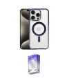 ieg™ iPhone 15 Pro Kılıf Siluet Çizgi Serisi - Siyah Bilvis 5in1 3D Magic Cam Ekran Koruyucu