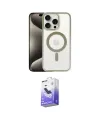 ieg™ iPhone 15 Pro Kılıf Siluet Çizgi Serisi - Siyah Bilvis 5in1 5D Magic Hayalet Cam Ekran Koruyucu