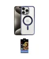 ieg™ iPhone 15 Pro Kılıf Siluet Çizgi Serisi - Siyah Buffer Hayalet Cam Ekran Koruyucu