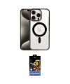 ieg™ iPhone 15 Pro Kılıf Siluet Çizgi Serisi - Siyah Buffer Hayalet Cam Ekran Koruyucu