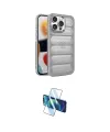 ieg™ iPhone 15 Pro Kılıf Yadigar Doku Özel Seri - Siyah 3D Antistatik Cam Ekran Koruyucu