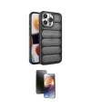 ieg™ iPhone 15 Pro Kılıf Yadigar Doku Özel Seri - Siyah 3D Antistatik Mat Seramik Nano Ekran Koruyucu