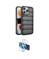 ieg™ iPhone 15 Pro Kılıf Yadigar Doku Özel Seri - Siyah 3D Antistatik Seramik Nano Ekran Koruyucu