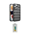 ieg™ iPhone 15 Pro Kılıf Yadigar Doku Özel Seri - Siyah Polymer Nano Ekran Koruyucu