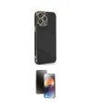 ieg™ iPhone 15 Pro Kılıf Yankı Serisi - Siyah 3D Antistatik Mat Seramik Nano Ekran Koruyucu