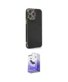 ieg™ iPhone 15 Pro Kılıf Yankı Serisi - Siyah Bilvis 5in1 5D Magic Hayalet Cam Ekran Koruyucu