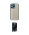 ieg™ iPhone 15 Pro Max Kılıf Ahenk Çizgi Serisi - Siyah 3D Antistatik Hayalet Cam Ekran Koruyucu