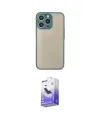 ieg™ iPhone 15 Pro Max Kılıf Ahenk Çizgi Serisi - Siyah Bilvis 5in1 5D Magic Hayalet Cam Ekran Koruyucu