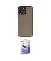 ieg™ iPhone 15 Pro Max Kılıf Ahenk Çizgi Serisi - Siyah Bilvis 5in1 5D Magic Hayalet Cam Ekran Koruyucu