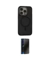 ieg™ iPhone 15 Pro Max Kılıf Ahenk Form Serisi - Siyah 3D Antistatik Hayalet Cam Ekran Koruyucu