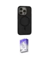 ieg™ iPhone 15 Pro Max Kılıf Ahenk Form Serisi - Siyah Bilvis 5in1 3D Magic Cam Ekran Koruyucu