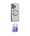 ieg™ iPhone 15 Pro Max Kılıf Ahenk Işık Serisi - Siyah Bilvis 5in1 5D Magic Hayalet Cam Ekran Koruyucu