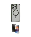 ieg™ iPhone 15 Pro Max Kılıf Ahenk Klasik Özel Seri - Siyah 3D Antistatik Mat Seramik Nano Ekran Koruyucu