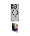ieg™ iPhone 15 Pro Max Kılıf Ahenk Klasik Özel Seri - Siyah 3D Antistatik Mat Seramik Nano Ekran Koruyucu