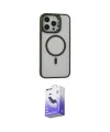 ieg™ iPhone 15 Pro Max Kılıf Ahenk Klasik Özel Seri - Siyah Bilvis 5in1 5D Magic Hayalet Cam Ekran Koruyucu