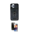 ieg™ iPhone 15 Pro Max Kılıf Ahenk Klasik - Siyah 3D Antistatik Mat Seramik Nano Ekran Koruyucu