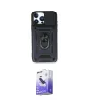 ieg™ iPhone 15 Pro Max Kılıf Ahenk Klasik - Siyah Bilvis 5in1 5D Magic Hayalet Cam Ekran Koruyucu
