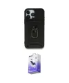 ieg™ iPhone 15 Pro Max Kılıf Ahenk Klasik - Siyah Bilvis 5in1 5D Magic Hayalet Cam Ekran Koruyucu