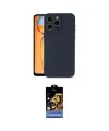 ieg™ iPhone 15 Pro Max Kılıf Ahenk Serisi - Siyah Buffer Hayalet Cam Ekran Koruyucu