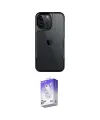 ieg™ iPhone 15 Pro Max Kılıf Akış Çizgi Koleksiyonu - Siyah Bilvis 5in1 3D Magic Cam Ekran Koruyucu