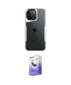 ieg™ iPhone 15 Pro Max Kılıf Akış Çizgi Koleksiyonu - Siyah Bilvis 5in1 5D Magic Hayalet Cam Ekran Koruyucu