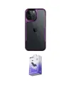 ieg™ iPhone 15 Pro Max Kılıf Akış Çizgi Koleksiyonu - Siyah Bilvis 5in1 5D Magic Hayalet Cam Ekran Koruyucu