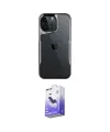 ieg™ iPhone 15 Pro Max Kılıf Akış Çizgi Koleksiyonu - Siyah Bilvis 5in1 5D Magic Hayalet Cam Ekran Koruyucu