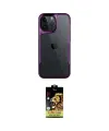 ieg™ iPhone 15 Pro Max Kılıf Akış Çizgi Koleksiyonu - Siyah Buffer Cam Ekran Koruyucu