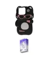 ieg™ iPhone 15 Pro Max Kılıf Akış Yansıma - Siyah Bilvis 5in1 3D Magic Cam Ekran Koruyucu