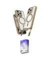 ieg™ iPhone 15 Pro Max Kılıf Atlas Doku Koleksiyonu - Siyah Bilvis 5in1 3D Magic Cam Ekran Koruyucu