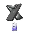 ieg™ iPhone 15 Pro Max Kılıf Atlas Form - Siyah Bilvis 5in1 5D Magic Hayalet Cam Ekran Koruyucu