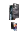 ieg™ iPhone 15 Pro Max Kılıf Atlas Minimal Özel Seri - Siyah 3D Antistatik Mat Seramik Nano Ekran Koruyucu