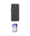 ieg™ iPhone 15 Pro Max Kılıf Atlas Minimal Prime - Siyah Bilvis 5in1 3D Magic Cam Ekran Koruyucu
