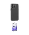 ieg™ iPhone 15 Pro Max Kılıf Atlas Minimal Prime - Siyah Bilvis 5in1 5D Magic Hayalet Cam Ekran Koruyucu