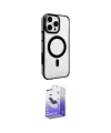 ieg™ iPhone 15 Pro Max Kılıf Doruk Doku Özel Seri - Siyah Bilvis 5in1 5D Magic Hayalet Cam Ekran Koruyucu