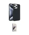 ieg™ iPhone 15 Pro Max Kılıf Doruk Serisi - Siyah Bilvis 3D Mat Cam Ekran Koruyucu